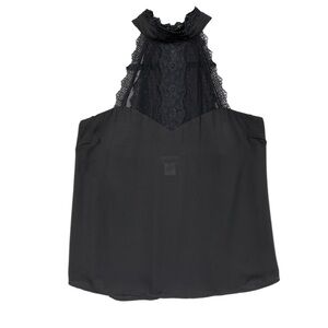 Contempo Casuals Lace Sweetheart Halter Top Y2K Dark Romantic Size L Black